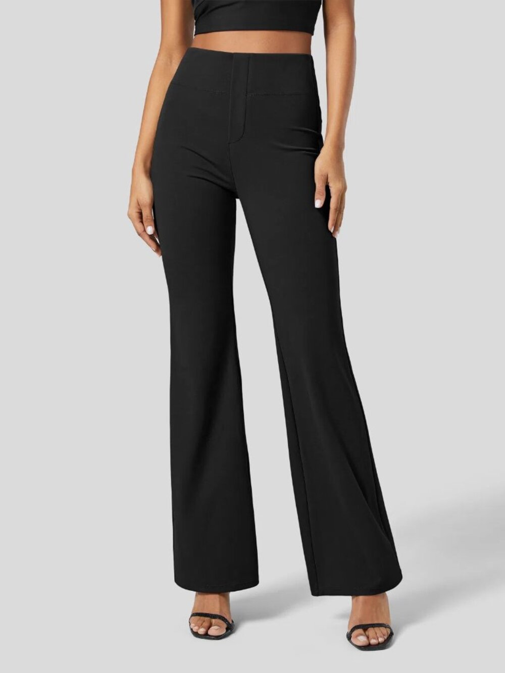 Halara Small Petite Black Flex High Waisted Back Pocket Slight Flare Work Pants